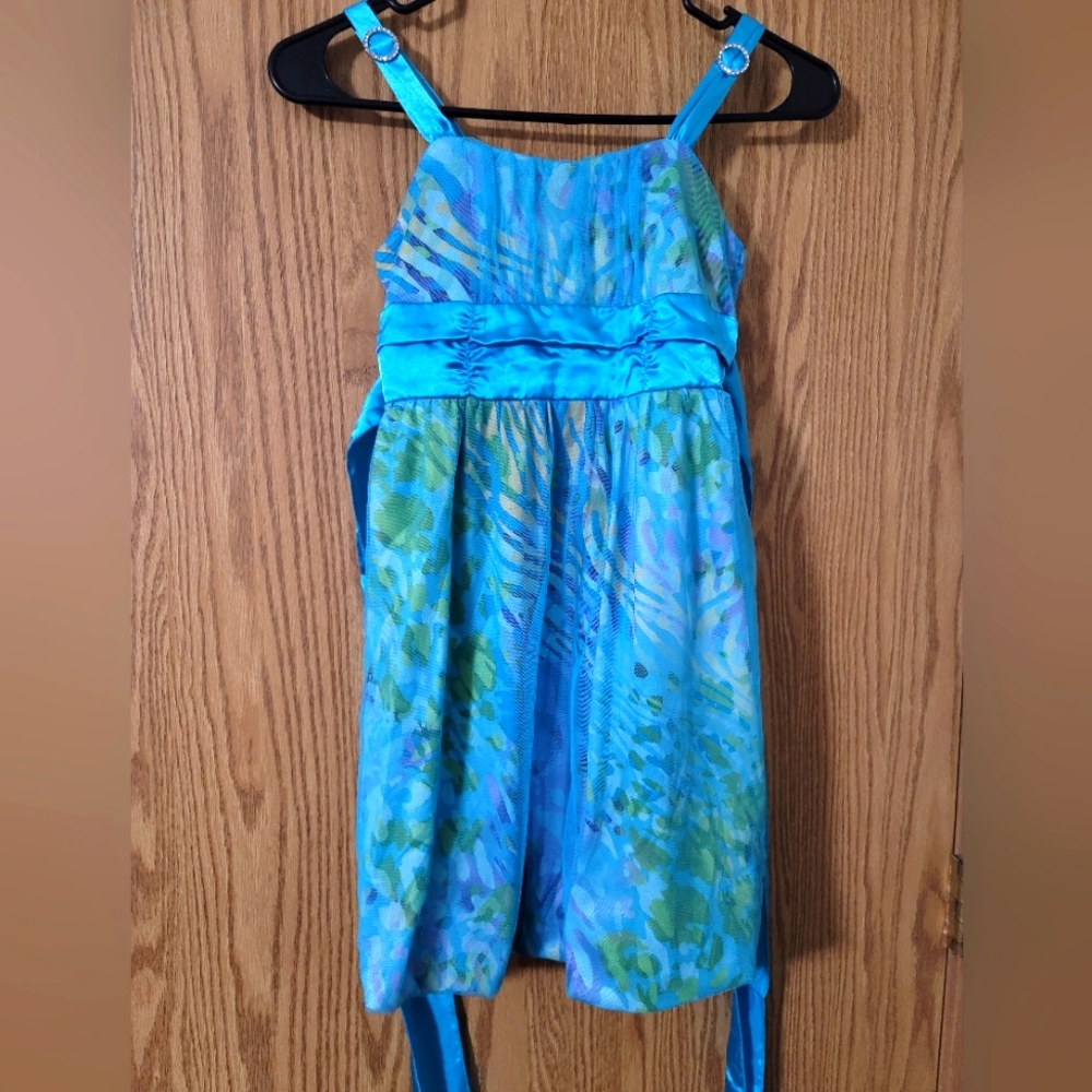 IZ Amy Byer Blue Green Dress Girls size 8